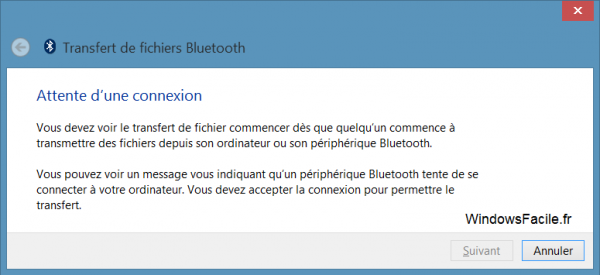 Windows 8 recevoir fichiers bluetooth attente