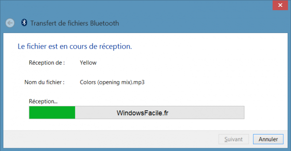 Windows 8 recevoir fichier bluetooth