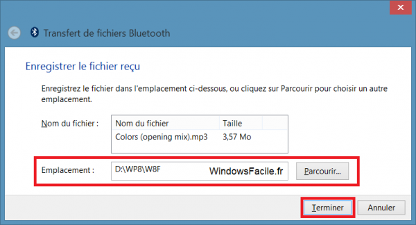 Windows 8 recevoir fichier bluetooth fin