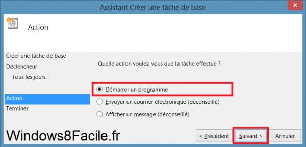 Planificateur réveil tâche de base un programme