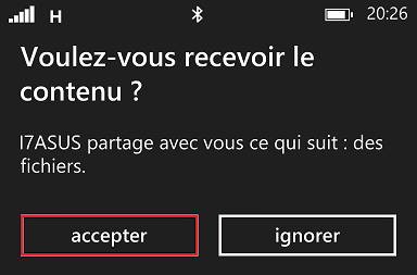 Windows Phone accepter fichier