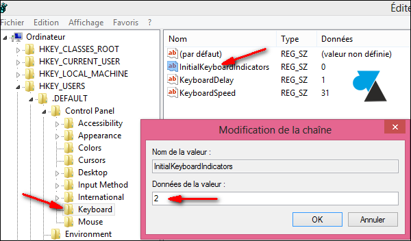 InitialKeyboardIndicators activer pave numerique demarrage