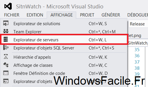 Visual Studio 2012 explorateur serveurs