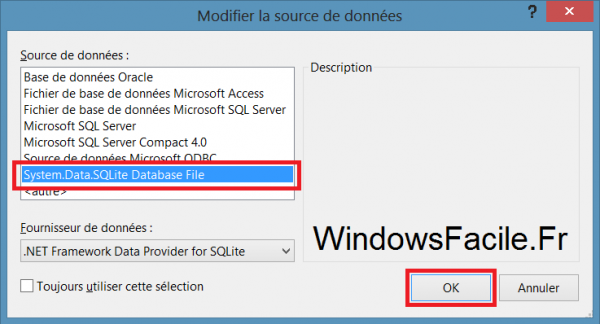 VS2012 SQLite connecteur