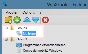 WinXFacile Ajout programme dans groupe