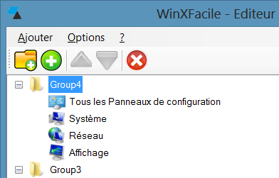 WinXFacile éléments panneau ajoutés