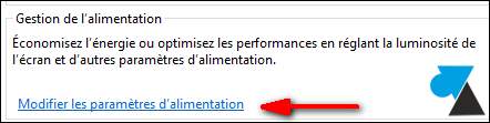 Windows 8 gestion alimentation