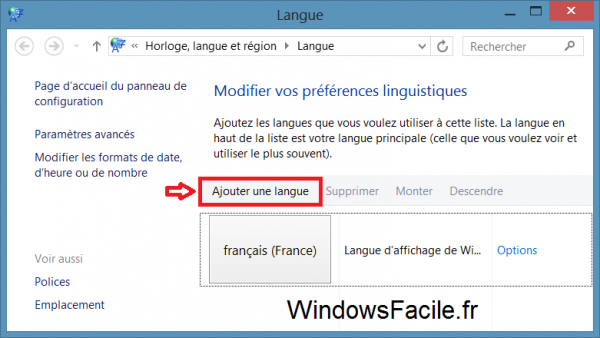 Windows ajouter langue