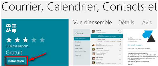 Courrier Contact Windows Store