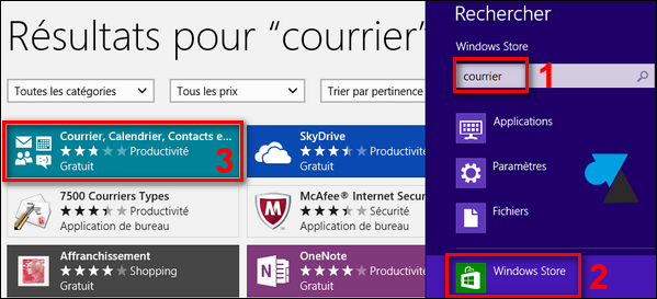 reinstaller logiciel courrier Windows Store