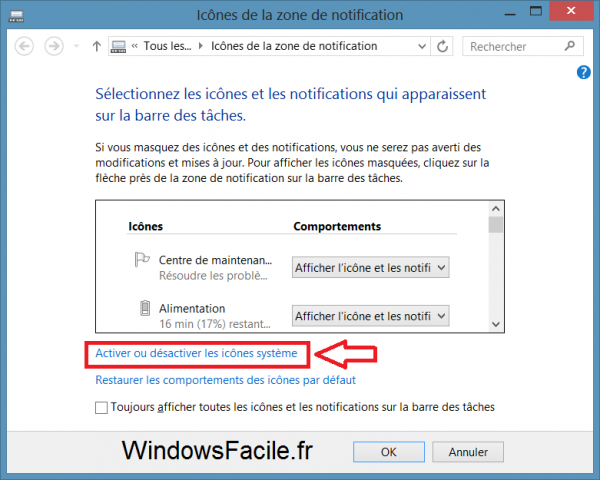 Windows 8 icones système
