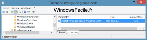 Windows Store désactiver editeur