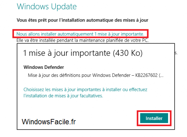 Windows 8 installer mises à jour