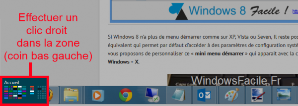 Afficher menu windows+x souris