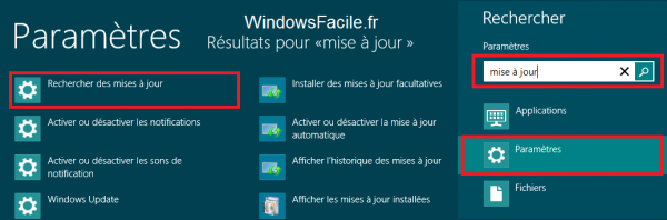 Windows 8 Rechercher mises à jour