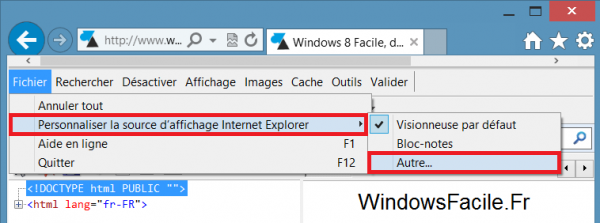 Ie10 personnaliser edition source