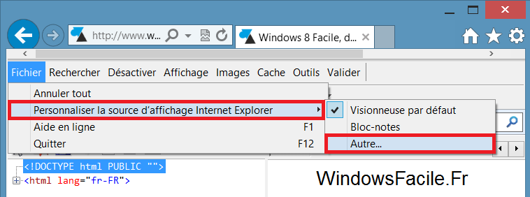 Afficher le code source d'une page internet dans un logiciel ...