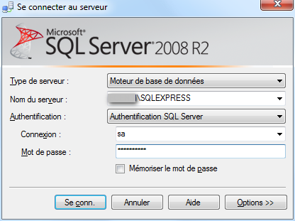 SQL Server 2008 R2 connexion Management Studio