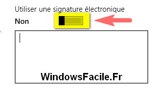 application courrier désactiver signature