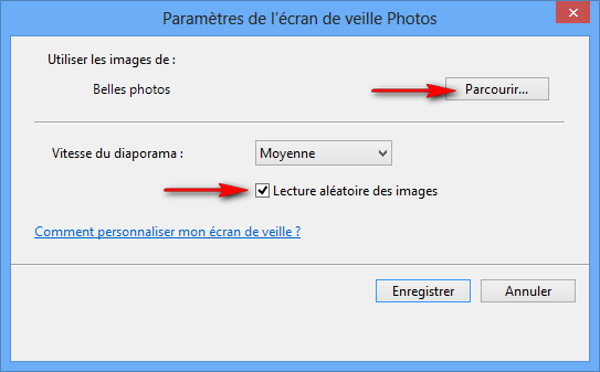 configurer options ecran de veille Windows 8