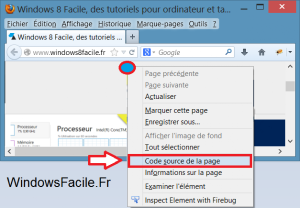 Firefox afficher code source