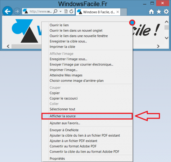 ie10 afficher source