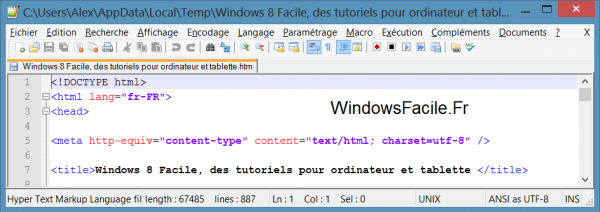 Navigateur source code firefox notepad++