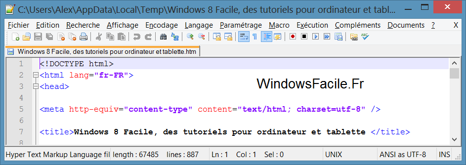 Afficher le code source d'une page internet dans un logiciel
