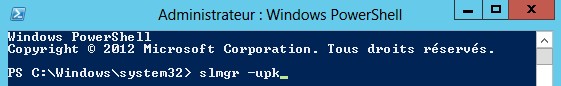 commande PowerShell slmgr upk