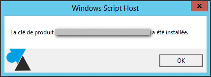 Windows Server 2012 cle produit changee