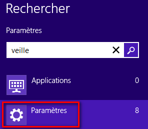 windows8 recherche ecran veille