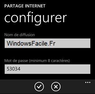 Windows Phone Partage internet configuration