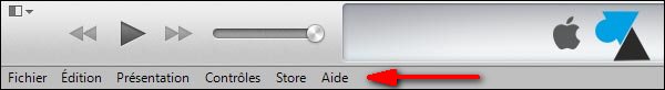 iTunes 11 barre des menus