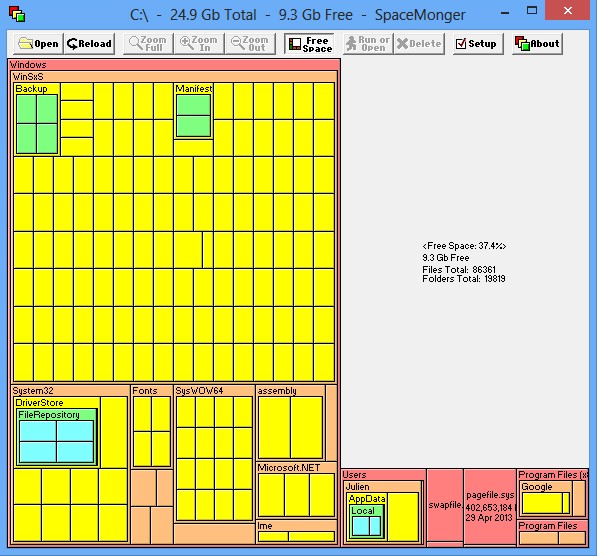SpaceMonger vue ensemble logiciel