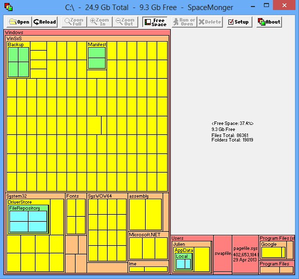 SpaceMonger vue ensemble logiciel