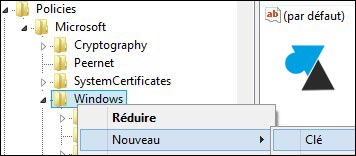 regedit cle de registre windows8