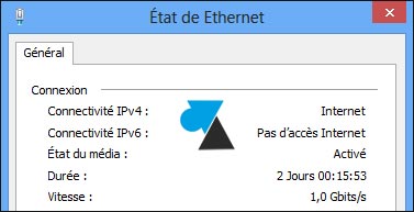 uptime Windows connexion reseau Ethernet