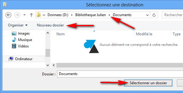 deplacement mes documents windows autre disque partition