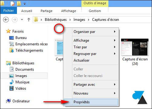 changer dossier capture ecran windows8