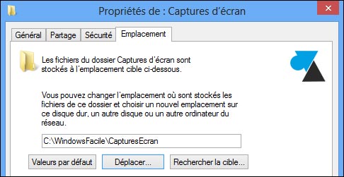 changer dossier endroit capture ecran windows screenshot