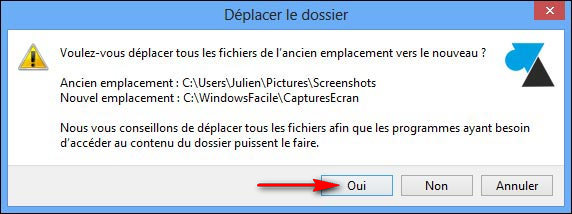 changer dossier endroit capture ecran windows screenshot