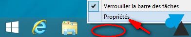 Windows 8.1 clic droit barre taches proprietes