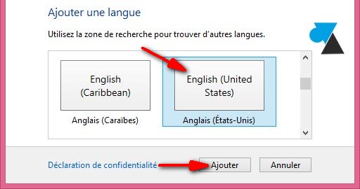 changer langue clavier Windows 8
