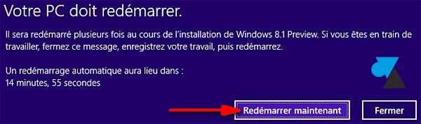 Windows 8.1 Preview installation redemarrage