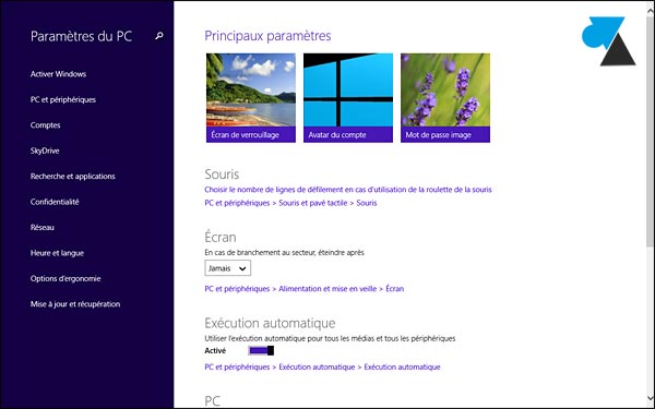 Windows 8.1 panneau de configuration