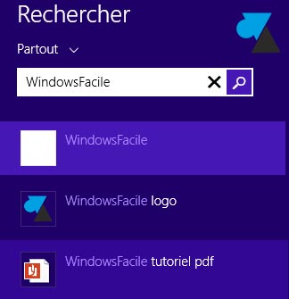 Windows 8.1 recherche fichier programme