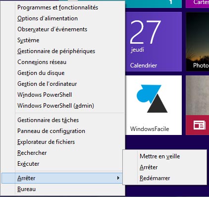 Windows 8.1 winX arreter