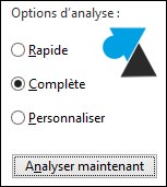 Windows Defender analyse antivirus complete