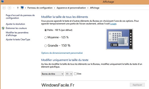 Modifier taille elements