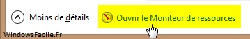 gestionnnaire taches ouvrir moniteur ressources